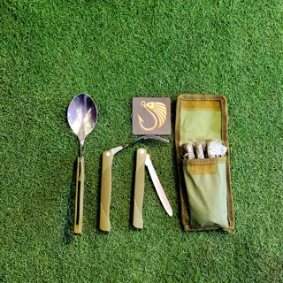 ست قاشق و چنگال و چاقو فلزی تاشو مسافرتی