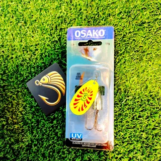 لانسه یا پرک ماهیگیری  برند اوساکو  طرح سبز فسفری خال قرمز  سایز 5