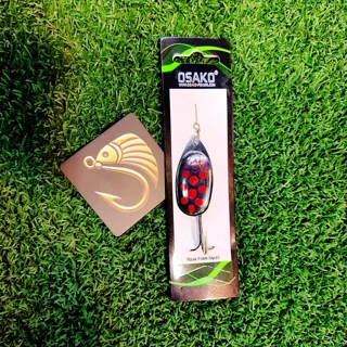 لانسه یا پرک ماهیگیری  برند اوساکو  طرح نقره ای خال قرمز سایز 5